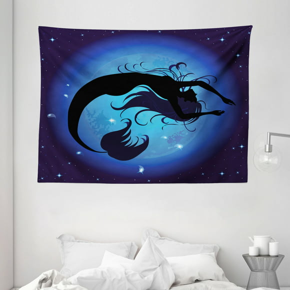 Mermaid Tapestry 71X60IN Colorful Sea Creatures Mermaid Girl Jellyfish Polyps Algae Under Sea Wall Tapestry Tapestry Wall Hanging for Bedroom Living Room Dorm TV Background 